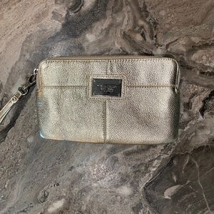 Tignanello gold wristlet wallet bag